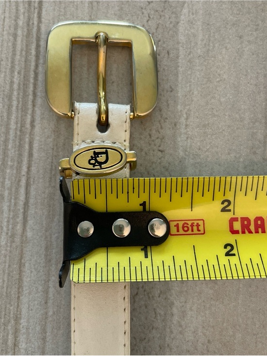 VTG Christian Dior Women Small Ivory Leather Skinny Belt Gold Buckle Logo Taiwan main image 15